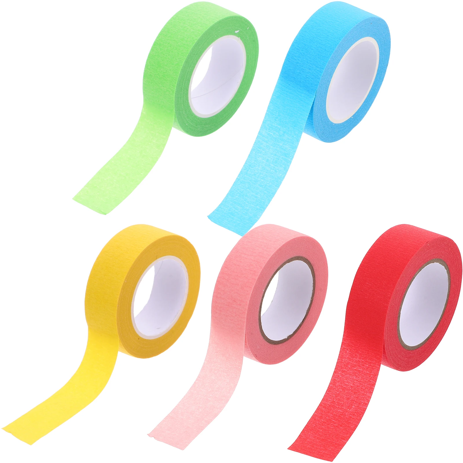 

5pcs Colorful Masking Tape 5 Rolls Assorted Vibrant Colors Strong Adhesion For Diy Crafts Scrapbooking Home Decor
