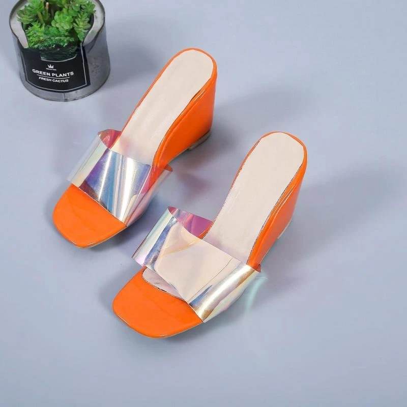 Fashion Open Toe Women Slippers Wedges Sandals Female Fashion Zapatillas New Elegant Ladies Party Dress Shoes with Heel