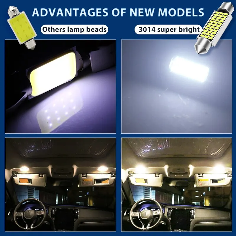 10pcs C5w LED Festoon Dome 3014 LED CANBUS No Error Free 31mm 36mm 39mm 41mm Car Interior Reading Lamps Parking Light image 4