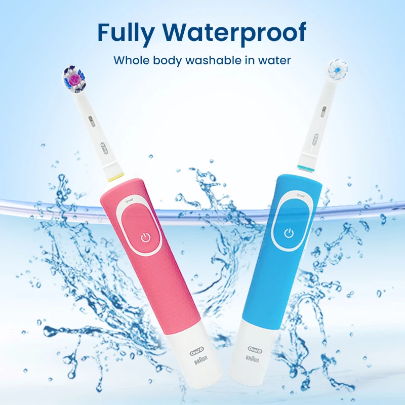 Oral B D100 Rechargeable Toothbrush for Adult Cross Action Clean Tooth 2D Rotation Vitality Electric Toothbrush Timer Waterproof