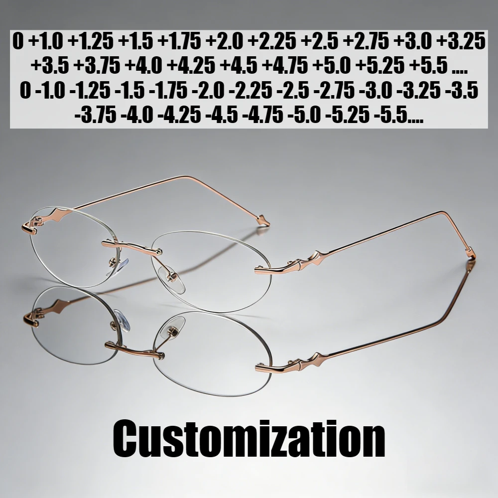 

Custom Fashion Frameless HD Blue Light Blocking Prescription Glasses Neutral Fashion Outdoor Photochromic Custom Glasses-4.0+4.0
