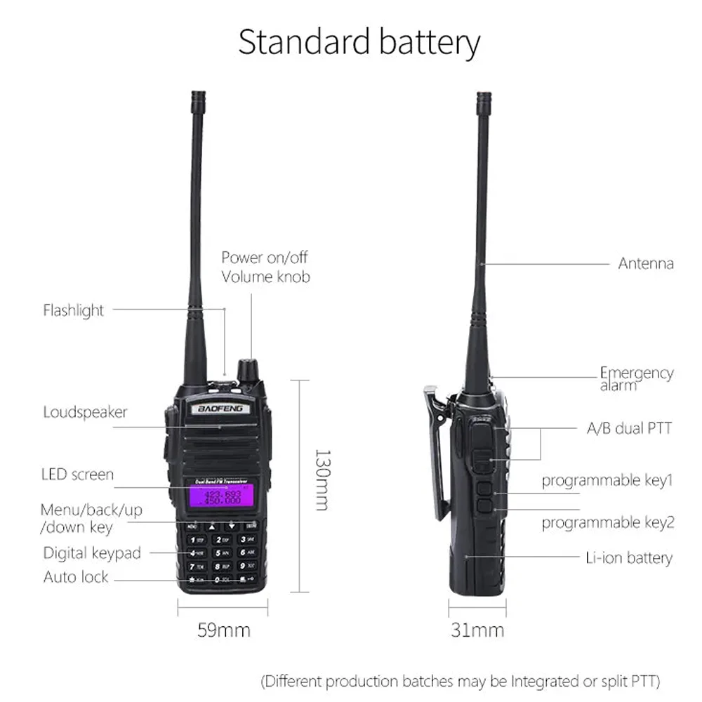 BaoFeng-Walkie Talkie UV-82 de doble banda, Radio bidireccional con batería de 136 mAh, UV82, 10 piezas, 8W, 174-400 y 520-2800 MHz, envío desde