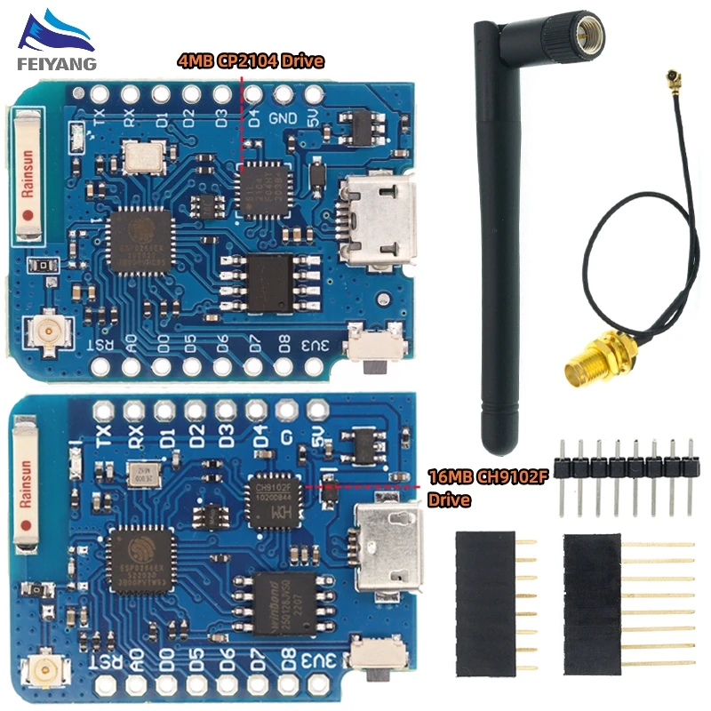 WEMOS D1 Mini Pro 4M 16M Bytes External Antenna Connector NodeMCU Based ESP8266 ESP-8266EX CP2104 WIFI Development Board Micro