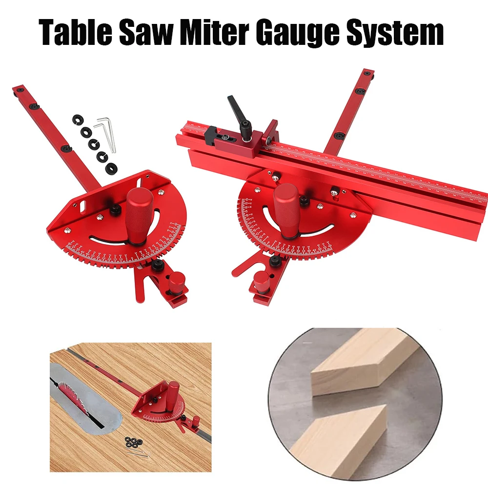 Table Saw Miter Gauge 40CM Aluminium Profile Fence With Track Stop Sawing Assembly Angle Ruler Sliding Groove Router Woodworking