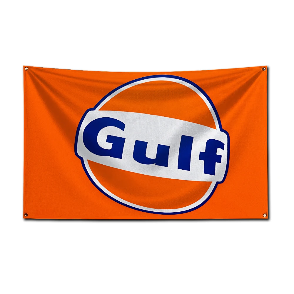 3x5 Ft GulfS Racing Flag Polyester Digital Printing Banner for Garage Wall Art Out Door Decoration With Brass Grommets