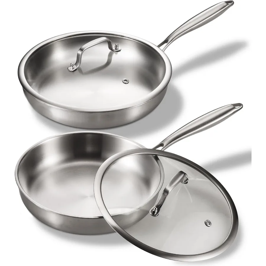 

Трехслойный набор сковородок из нержавеющей стали PFOA и PTFEF Набор сковородок из нержавеющей стали с крышкой для кухни InductionComp