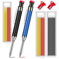 Metal Solid Carpenter Pencil Set For Deep Hole Marker With Refill Leads Marking Tool Woodworking Deep Hole Mechanical Pencils