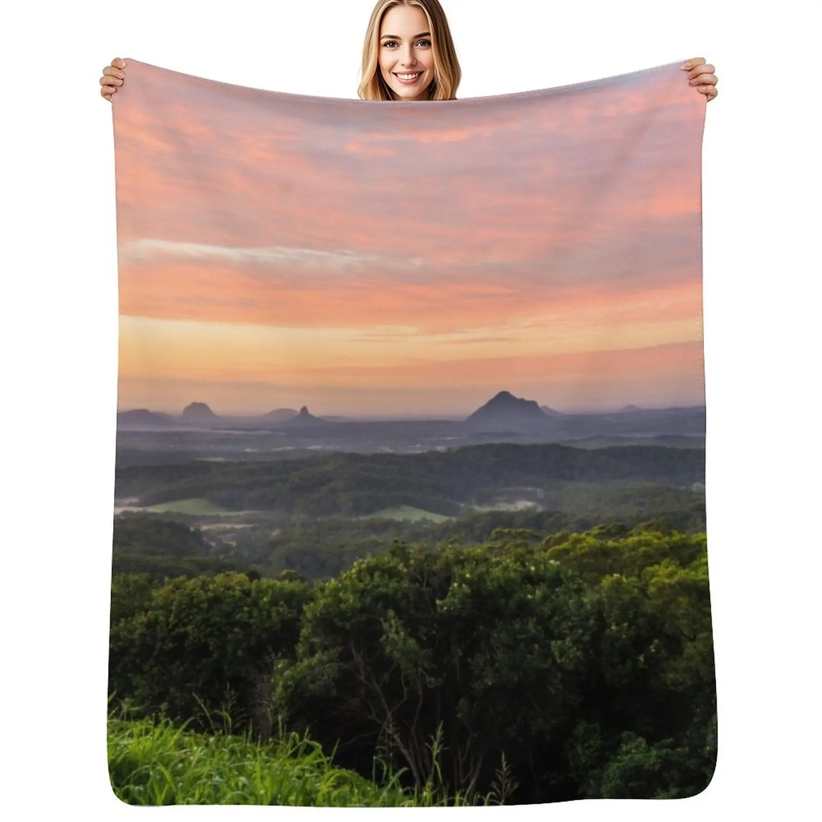 

Mountains at Sunrise Throw Blanket Moving for sofa Summer Hairys Blankets