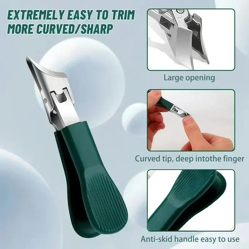 Essenziale per soffianti per unghie spesse: kit da 3 pezzi con becco d'aquila verde: taglio facile, sollevamento delicato incarnito, archiviazione fluida