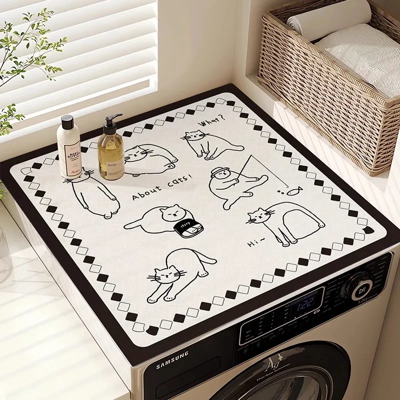 Drum Washing Machine Dust Cover Diatom Mud Non-Slip Mat Waterproof Sun Protection Refrigerator Bedside Table Mat