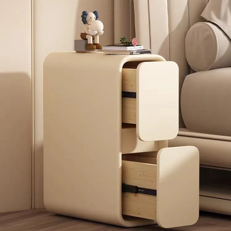 

Cream bedside mini modern simple bedside cabinet light luxury French solid wood small ultra-narrow crack 20cm