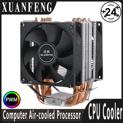 XUANFENG-enfriador silencioso para ordenador de oficina, ventilador de CPU 2/4/6, tubo de calor de 4 pines/PWM, Compatible con refrigeración por aire LGA115x 1200 2011 2066 x79 x99 AMD