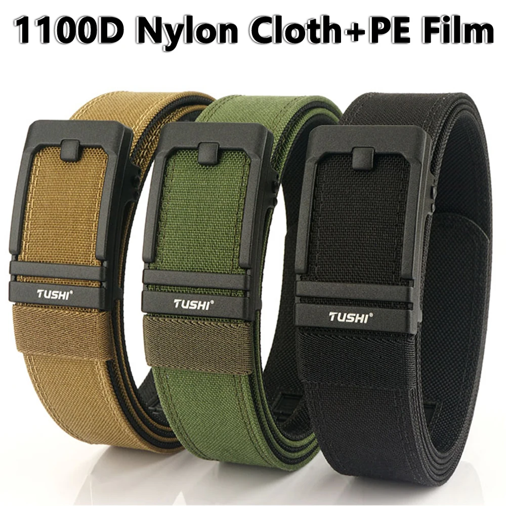 TUSHI Harter Gürtel Militärgürtel für Männer Robustes Nylon Metall Automatische Schnalle Polizei Taktischer Gürtel Outdoor-Gürtel IPSC-Zubehör – Detail 1
