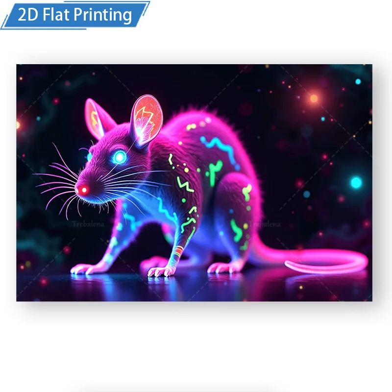 1 قطعة نسيج الجدار النيون توهج الماوس الجدار نسيج مخدر الحيوان الفن لديكور الغرفة