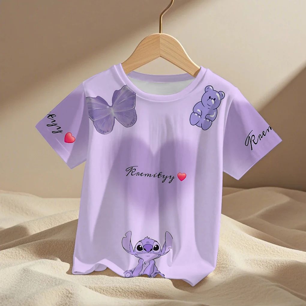 

2025 New Summer Disney Children Boys Stitch 3d Print T-Shirts Kids Stich Tops Tees Cartoon Street Casual Kids Clothes T-Shirts