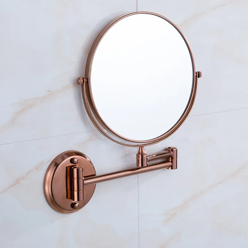 

Розовое золото, зеркала для ванной, 3 x увеличительное зеркало для ванной, зеркало для макияжа, складное бритье, 8 дюймов, двойная боковая стена, круглые зеркала Kba630