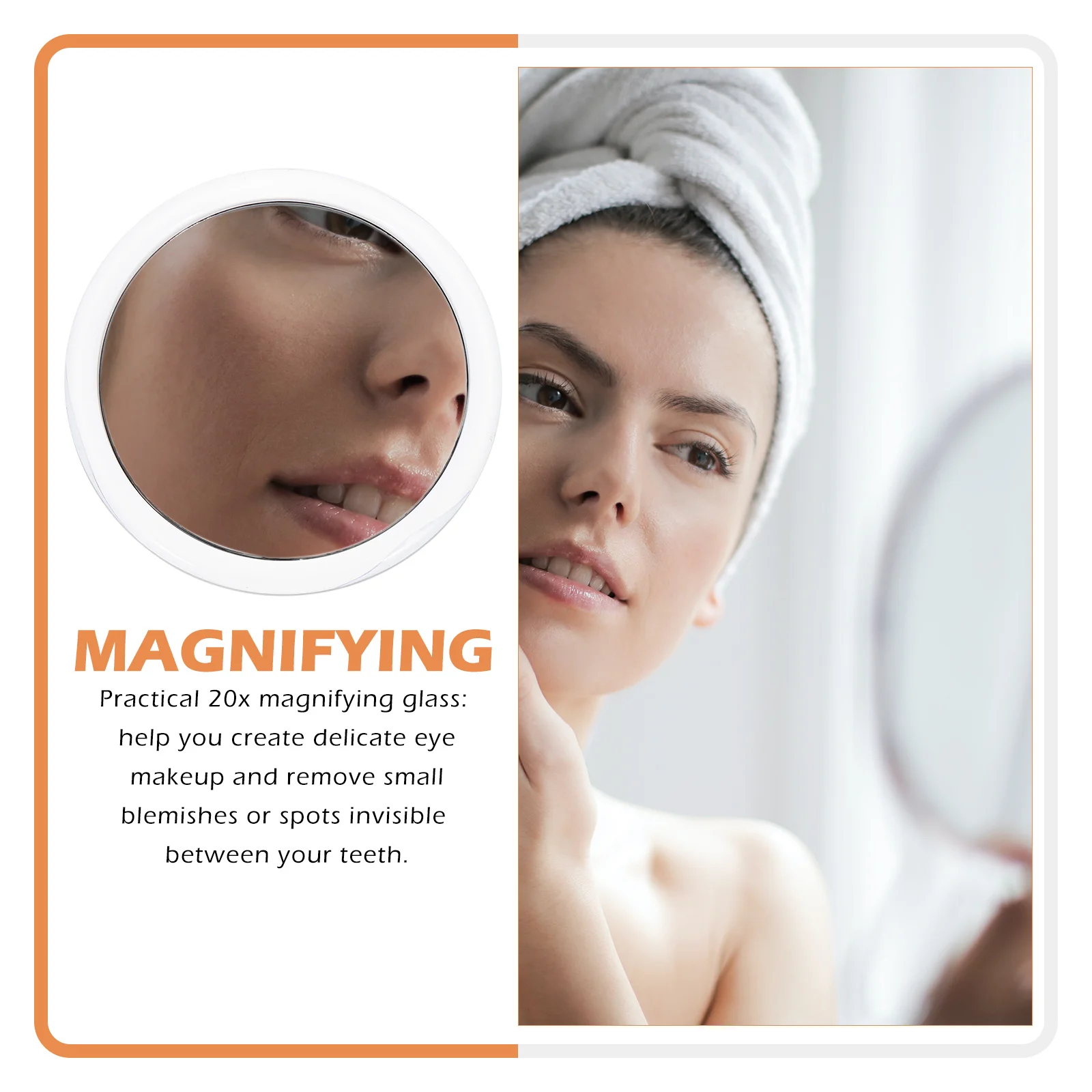 

Cup Makeup Mirror with Brush Round Glass Vanity Lash Applicator White Vacuum Sticker for Beauty Tools