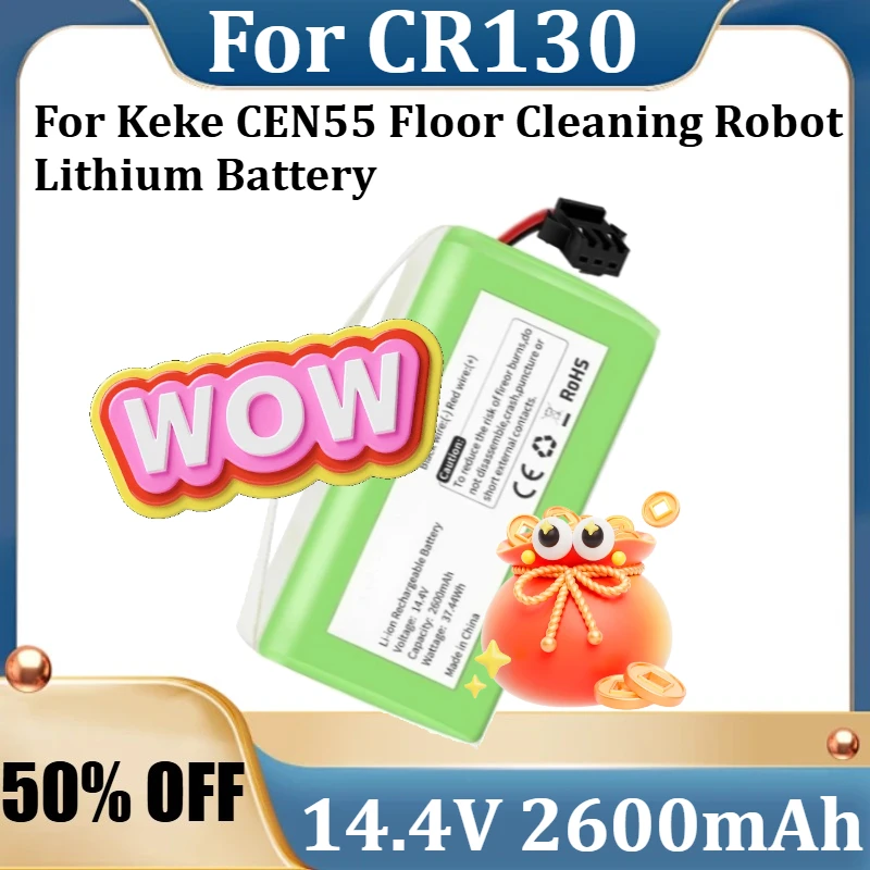 

For Keke CEN55 Floor Cleaning Robot Lithium Battery New 14.4V 2600mAh for Ecovos King Kong CR130 for Dibei V780