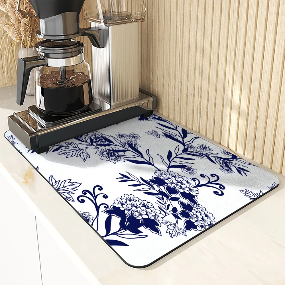 Antiskid Kitchen Absorbent Draining Mat Geometry Insects Super  Draining Coffee Dish Drying Mat Quick Dry Bathroom Drain Pad