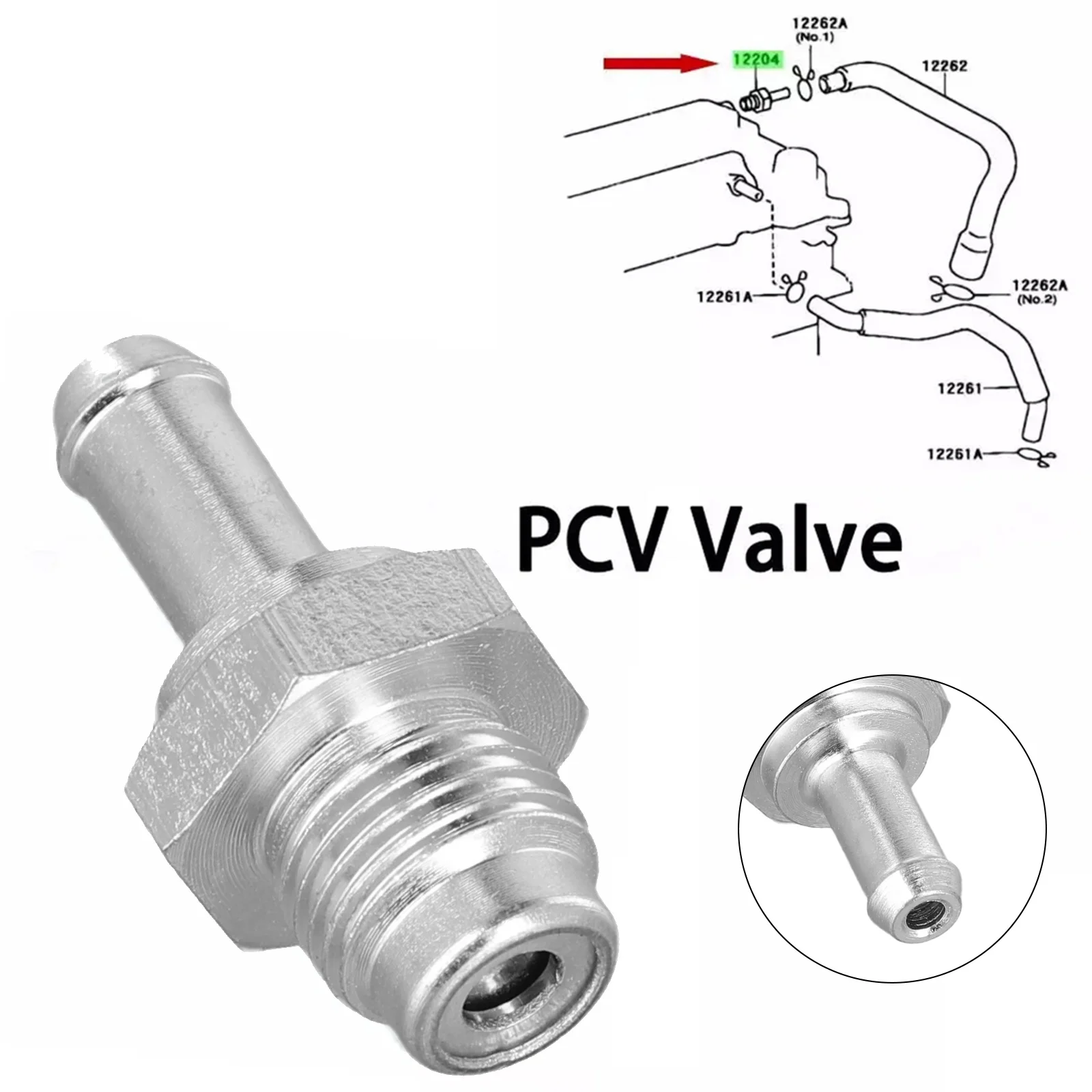 Car Maintenance Engine Repair Silver 12204-28020 Valve RAV4 PCV Valve Easy To Use High Universality Fitment Non-deformation