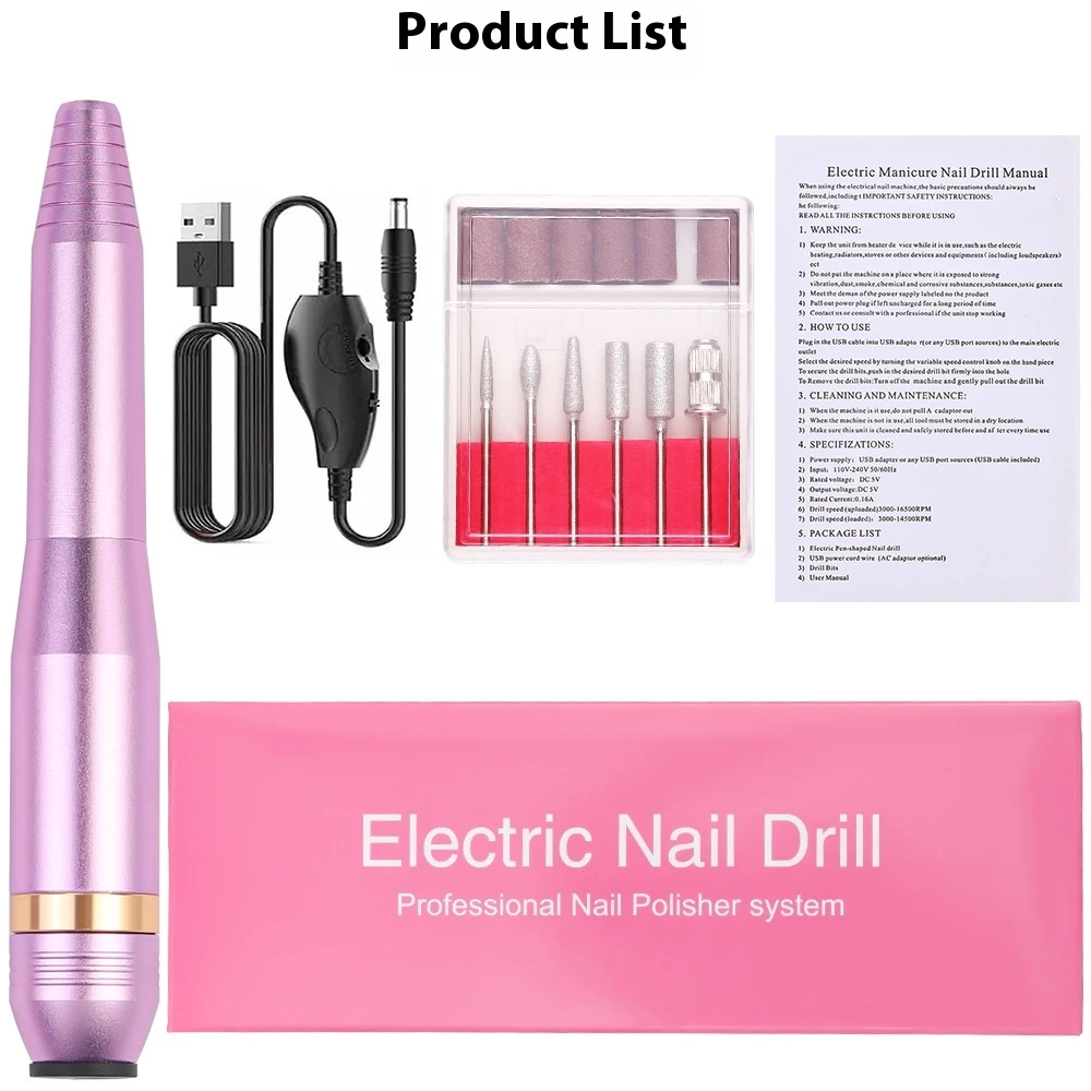 Electric Nail File Drill Pen Type, Manicure Machine Kit,Nail Drill Machine for Home Use Gel Polish Removal Pedicure Art Tools