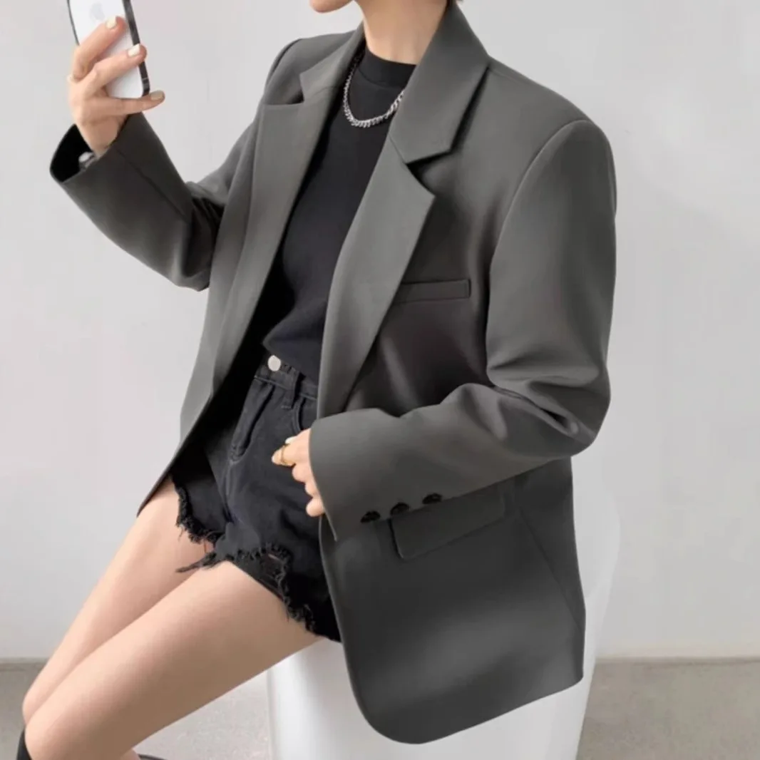 Fashion Minimalist Office Commute Blazer Women's 2026 Spring New Arrivals Petite Sophisticated Design Casual Cropped Suit Jacket