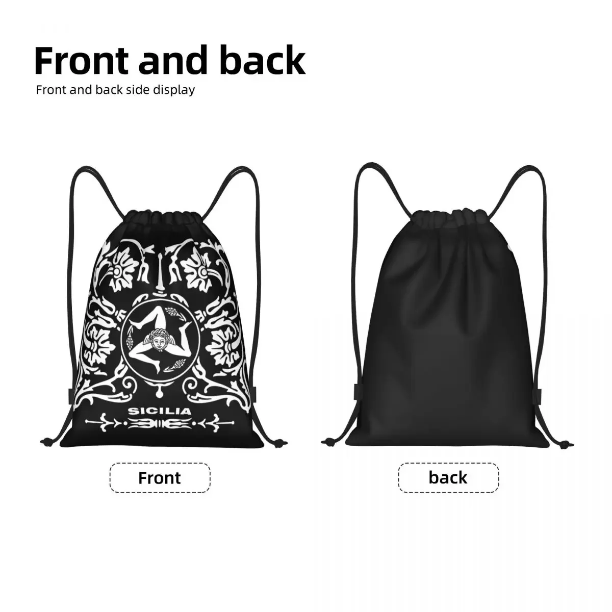 Custom Sicilia Sicily Love Trinacria Drawstring Backpack Bags Women Men Lightweight Italy Gym Sports Sackpack Sacks for Training