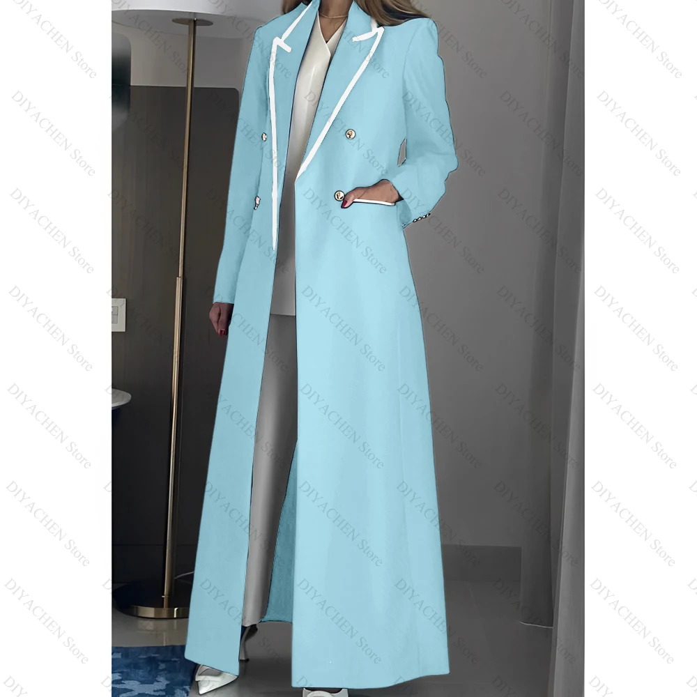 Blazer básico elegante para mujer, abrigo largo con doble botonadura y solapa de pico, chaqueta Formal informal de oficina para mujer, chaqueta ajustada Traf solo 1 unidad
