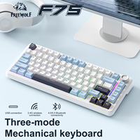 F75 Keyboard AULA F75 Same Model Gaming Keyboard,FREEWOLF F75 Wireless Keyboard with Metal Knob,RGB/Hot-Swap/4000 mAh High Power