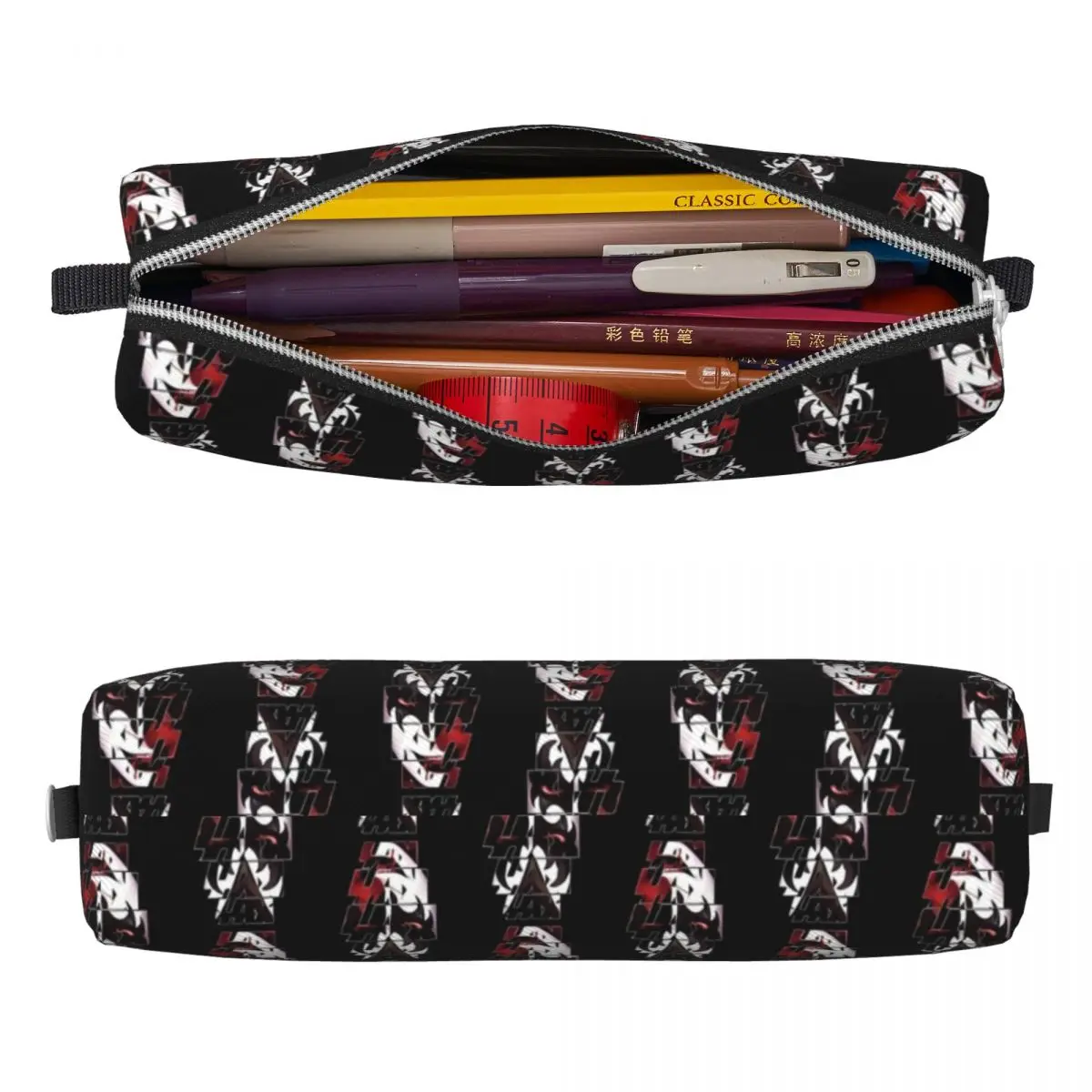 Kiss Band Pencil Case The Demon Face Kiss School Pencil Cases PU Leather Kids Kawaii Big Pencil Pouch School Supplies