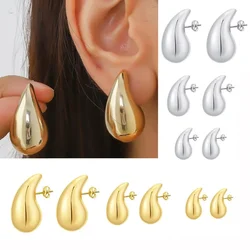 2024 New Trendy Plate Gold Color Chunky Waterdrop Dupes Drop Earrings for Women Personality Glossy Teardrop Earring Jewelry Gift