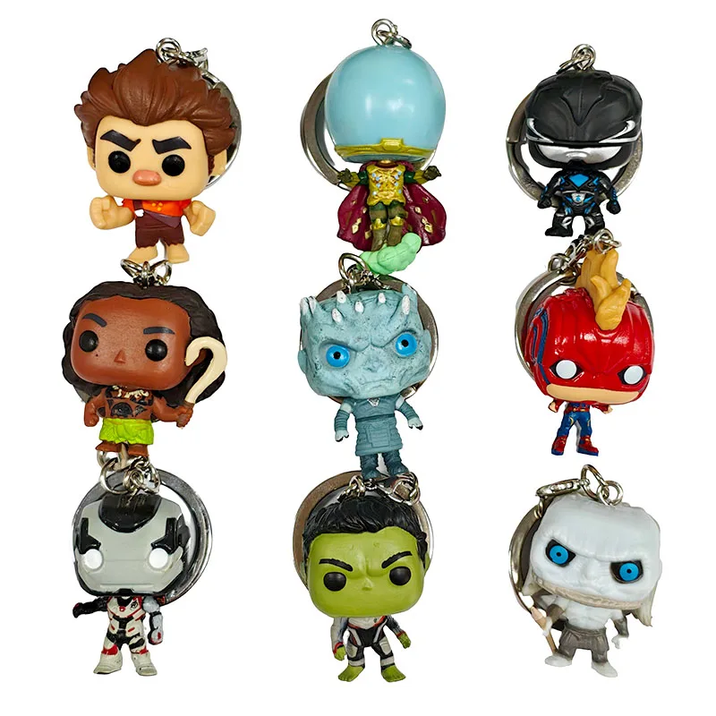 

Classic cartoon animated movie mini cute keychain collection gift pendant elastigirl mysterio davos maui captain marvel