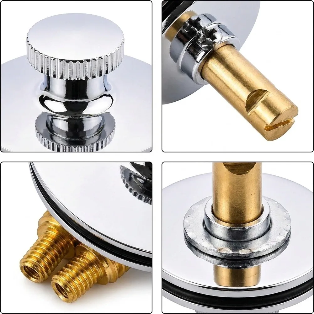 Brass Thread Compatible Basin Drain Stopper with Push for top Cap Design and Compression Style Rubber Flange for Leak Free