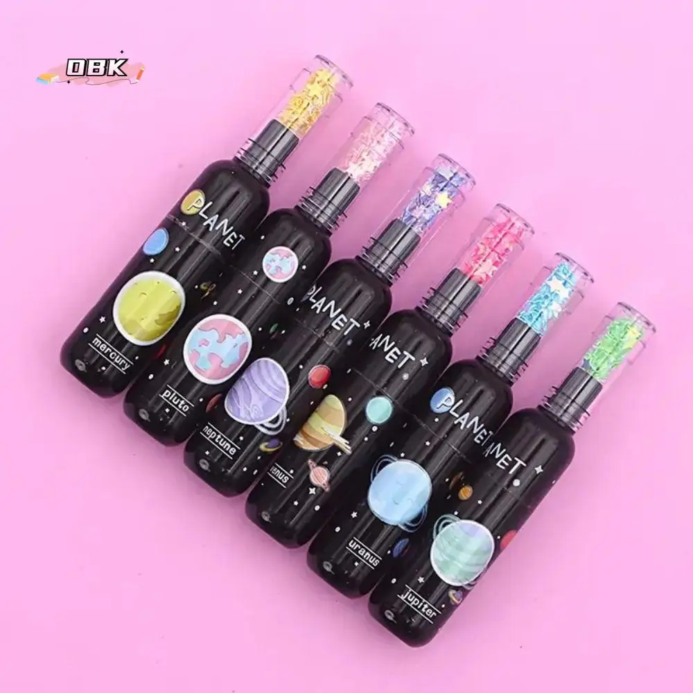 6pcs/set Creative Planet Highlighter Wine Bottle Styling Multicolor Writing Painting Doodle Pen Mini 4MM Marker Pen Student