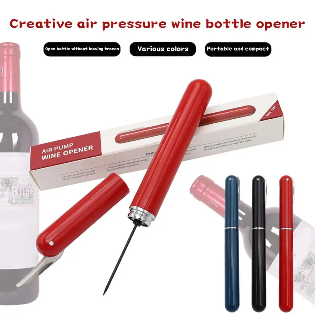 1pc Steel Pen Style Corkscrew Vacuum Opener For Red Wine Champagne Wine Lovers For Home Restaurant And Party Y9J4