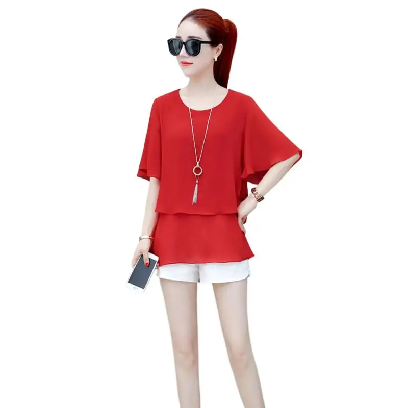 

Korean Summer Chiffon Blouse for Women Half Sleeve Office Lady plus Size Top Elegant Affordable Blusas De Mujer
