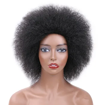 6 Zoll synthetische Perücke Afro-Perücken natürliche lockige kurze Perücke atmungsaktive brasilianische flauschige verworrene lockige Haare für Afro-Frauen schwarz blond