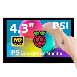 IPistBit LCD 디스플레이, IPS TFT 정전식 DSI 터치스크린 모니터, 라즈베리 파이 5 4B 3B + 3B 3A + 2B 1B + 1A + 용, 4.3 인치 800*480