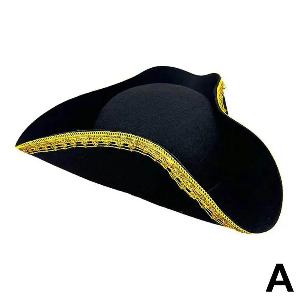 Funny Adult Colonial Tricorn Hat Cosplay Pirate Hat Unique Women Male Halloween Party Hat for Historical Reenactments I1K3