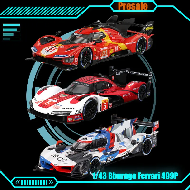 Bburago 1/43 Ferrari 499P 24h Le Mans Чемпион ралли Porsche 963 BWM Hybird V8 Lamborghini SC63 пылезащитный чехол литой автомобиль модель