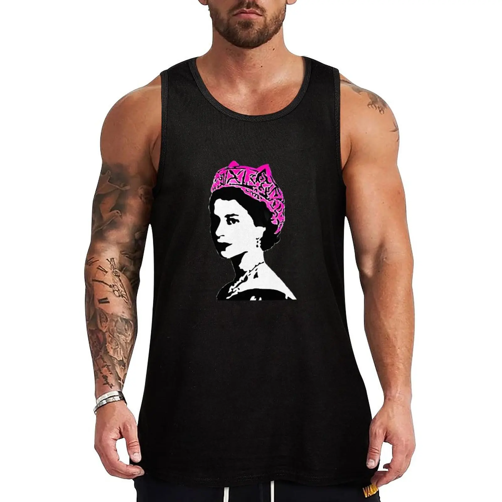 

The Queen and pop art feminism Tank Top clothes for men summer Men's gym t-shirts Vest for boy