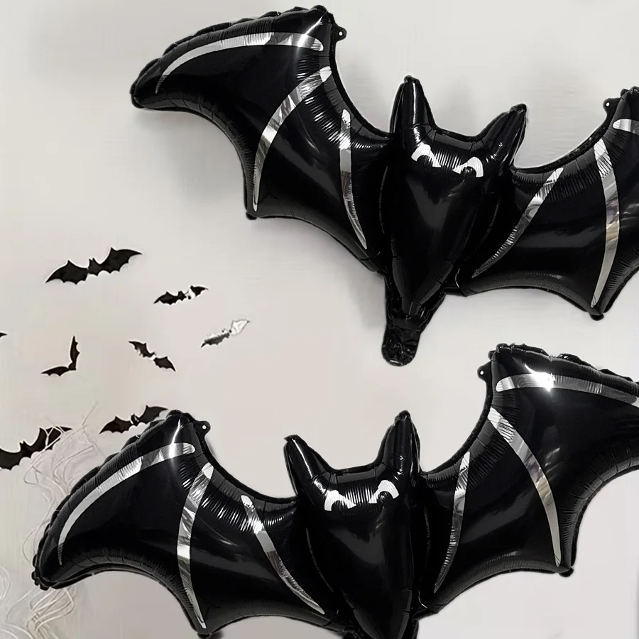 2 Stück große Fledermaus-Folienballons für Halloween, Geburtstagsfeier, Heimwanddekoration, Ballonbogen-Dekor, Horror-Requisiten, Geschenke