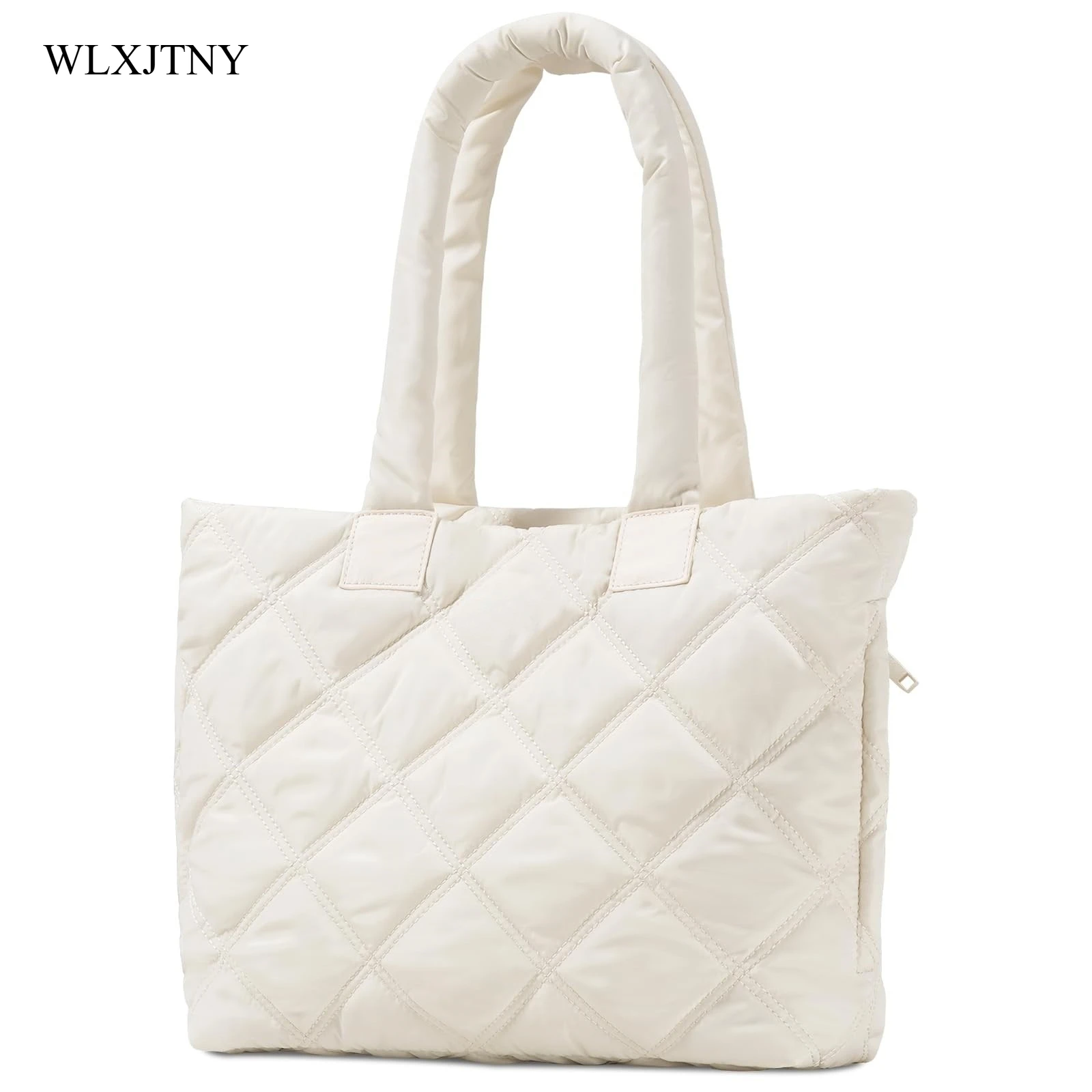 

Дизайнерская белая сумка на плечо, женская стеганая космическая хлопковая пуховая сумка с перьями, большая вместительная сумка, зимняя сумка для покупок