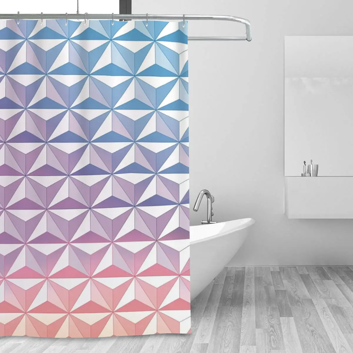 Geodesic Sphere, Purple Shower Curtain Bathroom Polyester Waterproof Bath Curtains with Hooks