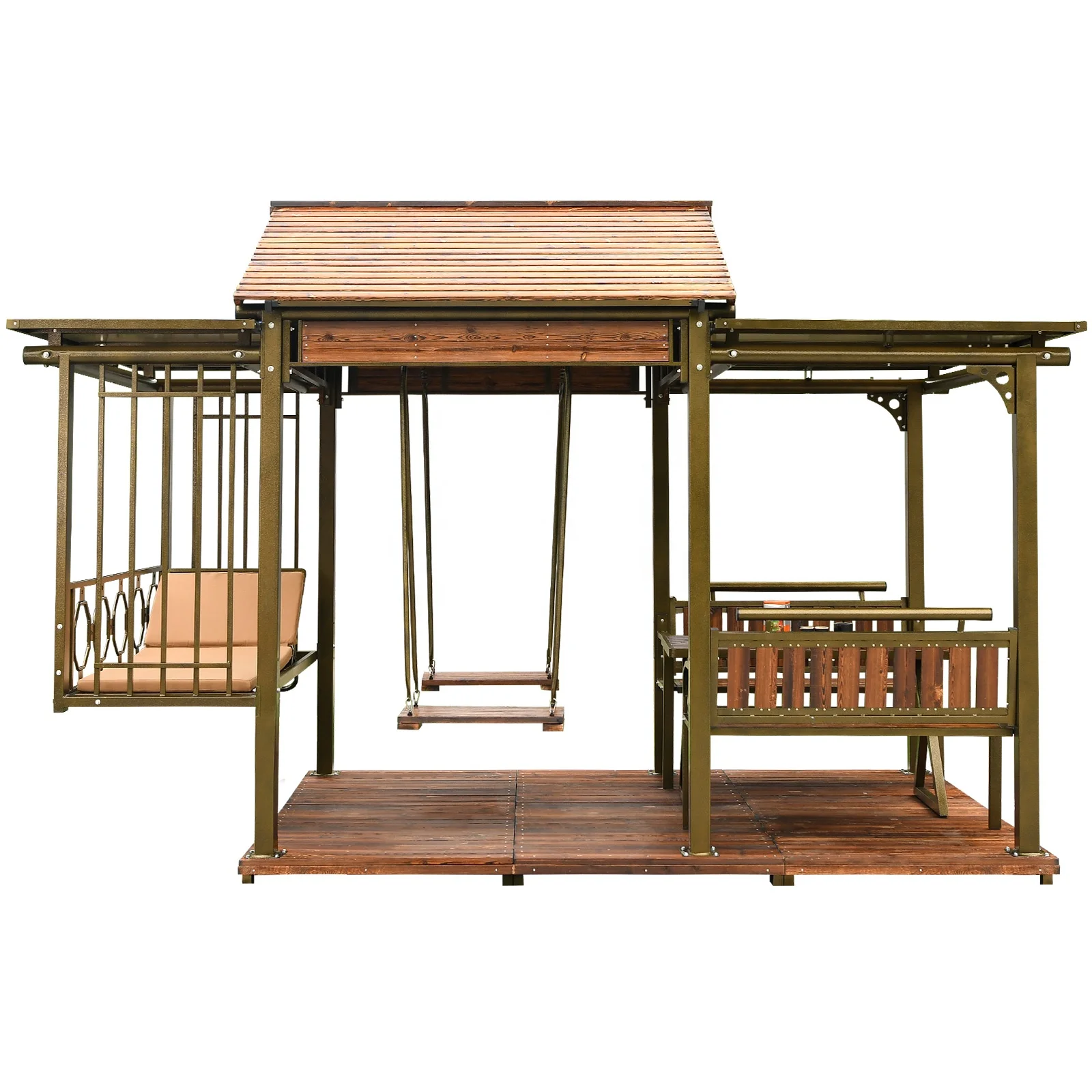 Factory Direct 2026 Top RatedMultifunctional Chinese-style outdoor gazebo, garden structure, bed swing, patio awning, villa perg