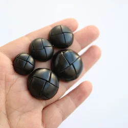 DIY Genuine Leather covered buttons 15/19/21/23/26mm High quality beige black brown leather button for coats jacket buckle