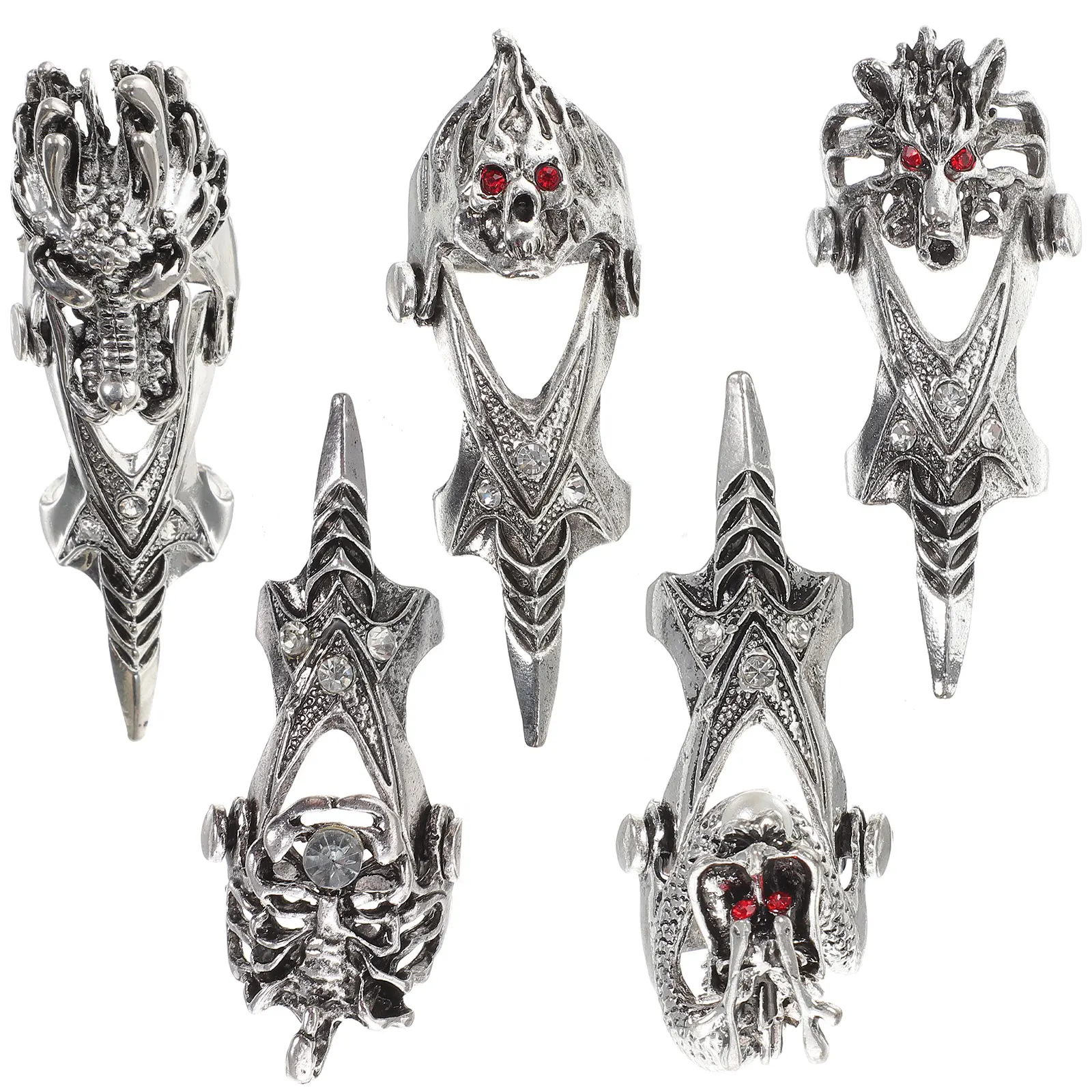 

Punk Rings Gothic Rings for Women Men Aesthetic Vintage Metal Dragon Halloween Costume Party Accessories Fashion Jewelry