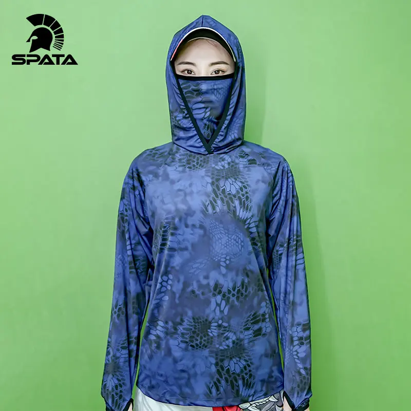 

SPATA 2024 New Fishing Shirts Anti-UV Sun Protection Moisture-Wicking Breathable Quick -Dry Deep Blue Dragon Fishing Clothing