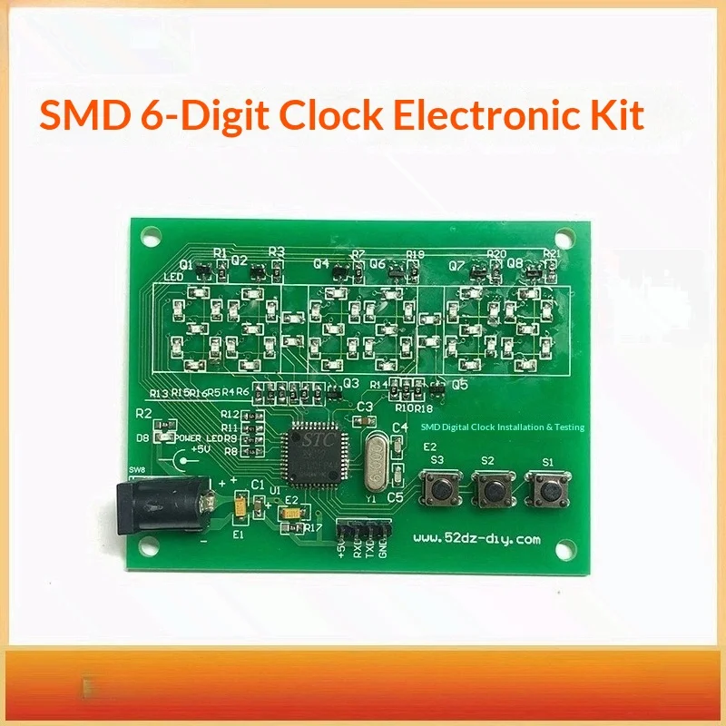 Fully SMD Six-Digit Digital Clock Maintenance Board Circuit Board Electronic Assembly Skill Assessment Welding Practice Kit