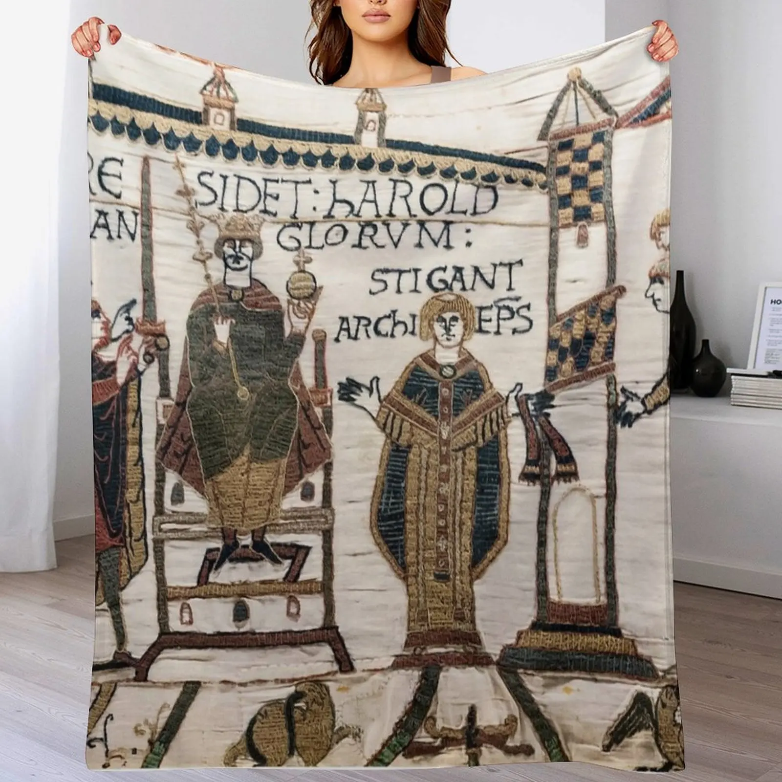 Bayeux Tapestry Harold coronation Throw Blanket Lightweight Warm Blanket for Indoor Outdoor Use